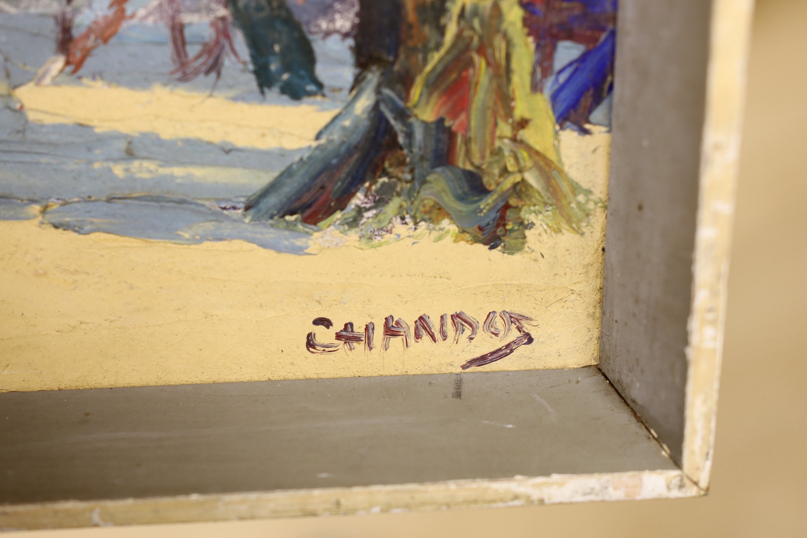 Chandos, oil on board, Riviera scene, signed, 29 x 39cm